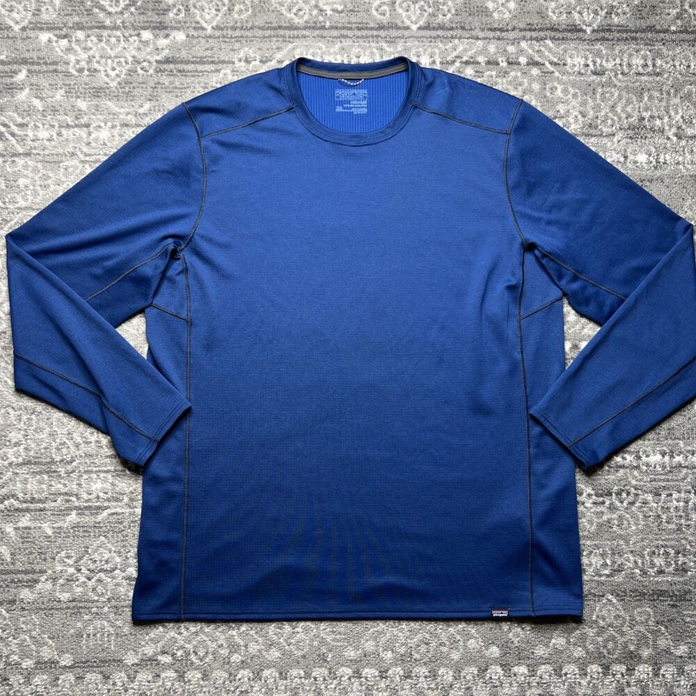 Patagonia Mens Midweight Capilene Baselayer Shirt XXL Polartec Blue Long Sleeve
